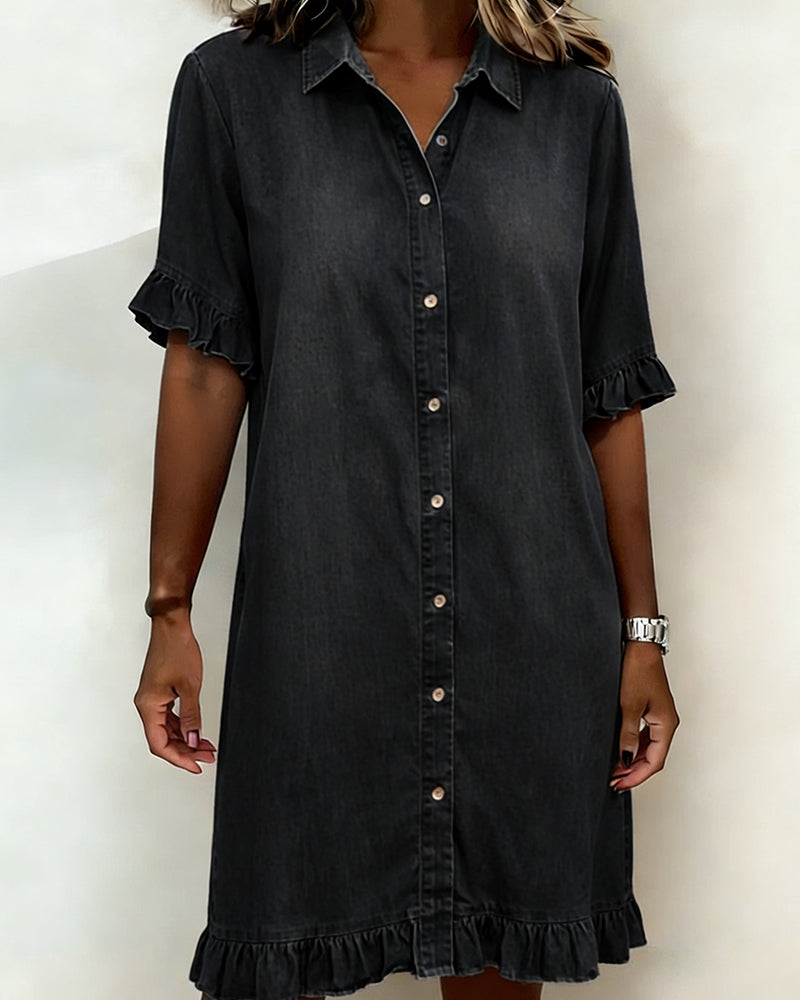Robe en denim confortable avec fronces flatteuses
